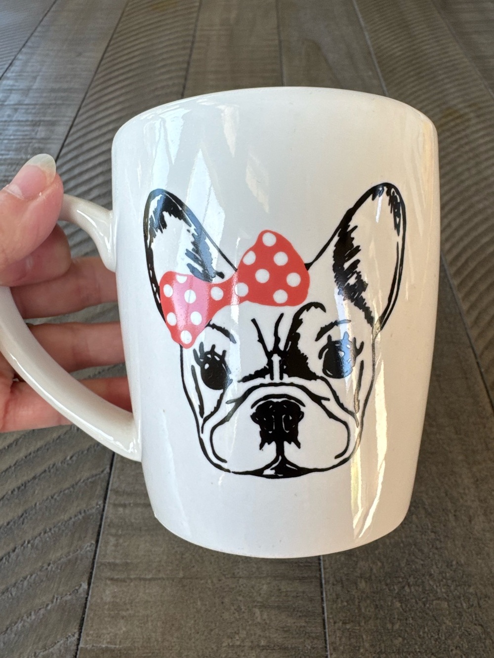Elle Decor White Ceramic Frenchie - French Bulldog Coffee or Tea Mug